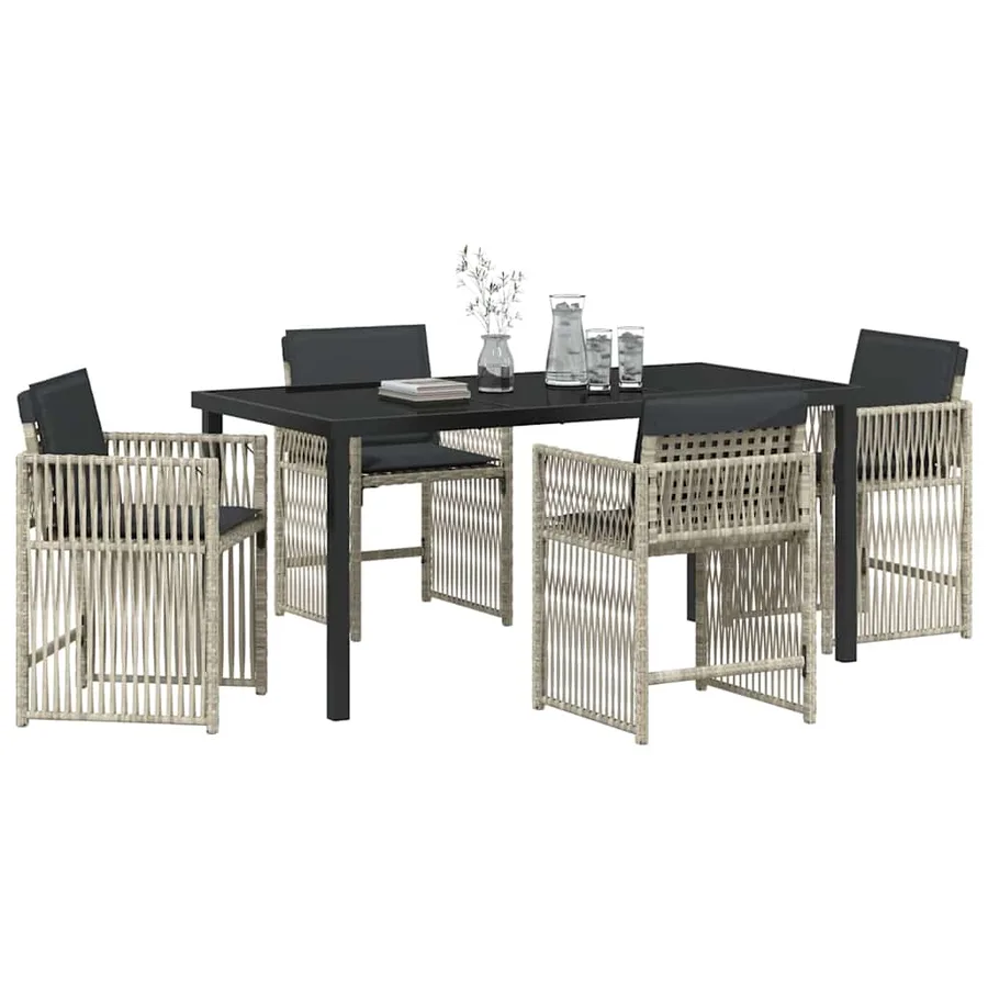 Ensemble de salle à manger pour jardin 5 pcs Gris clair - 3