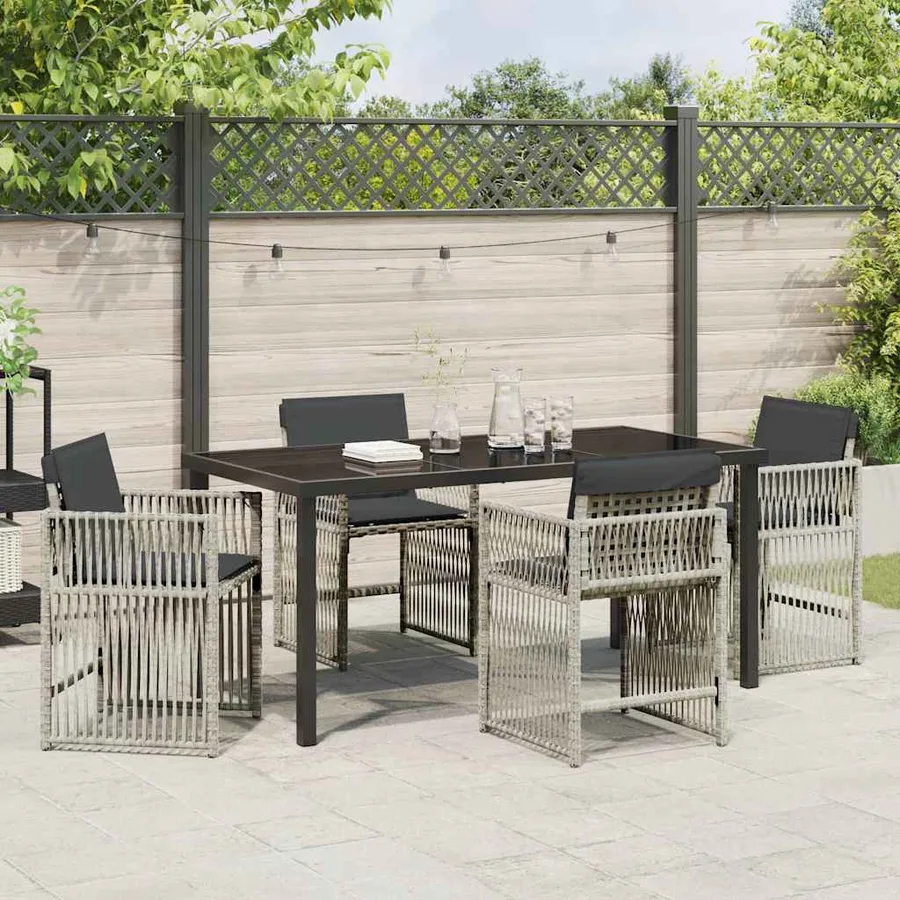 Ensemble de salle à manger pour jardin 5 pcs Gris clair - 4