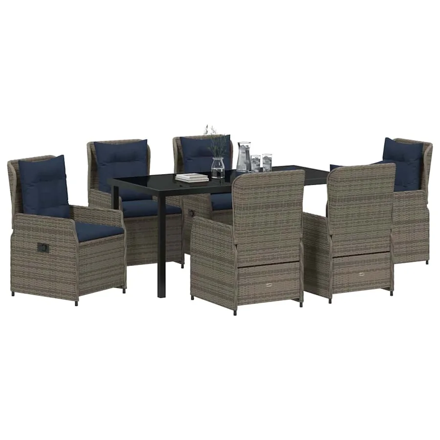 Ensemble de salle à manger pour jardin 7 pcs Gris Poly rotin - 3