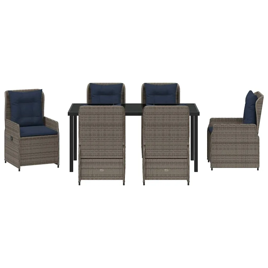 Ensemble de salle à manger pour jardin 7 pcs Gris Poly rotin - 7