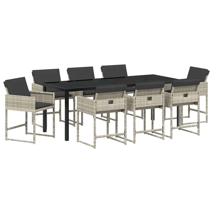Ensemble de salle à manger pour jardin 9 pcs Gris clair - 2