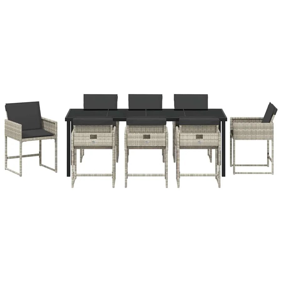 Ensemble de salle à manger pour jardin 9 pcs Gris clair - 6