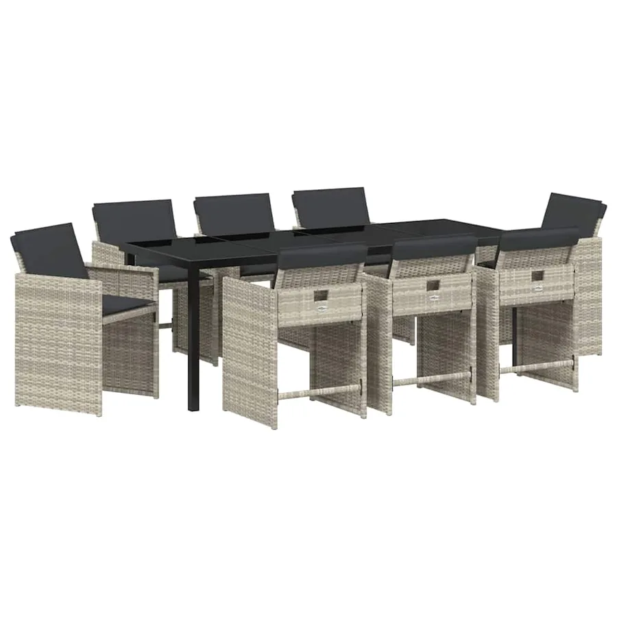 Ensemble de salle à manger pour jardin 9 pcs Gris clair - 2