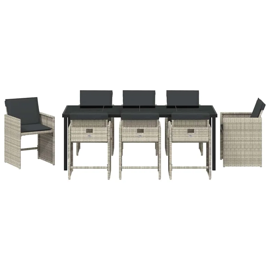 Ensemble de salle à manger pour jardin 9 pcs Gris clair - 7