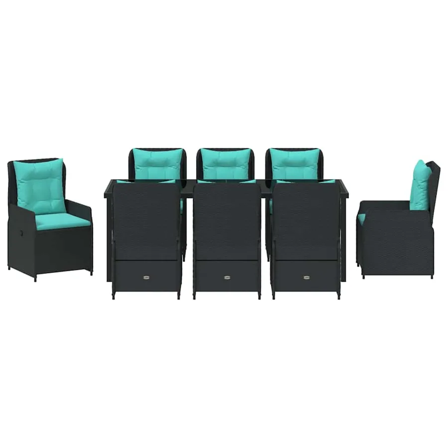 Ensemble de salle à manger pour jardin 9 pcs Noir Poly rotin - 6