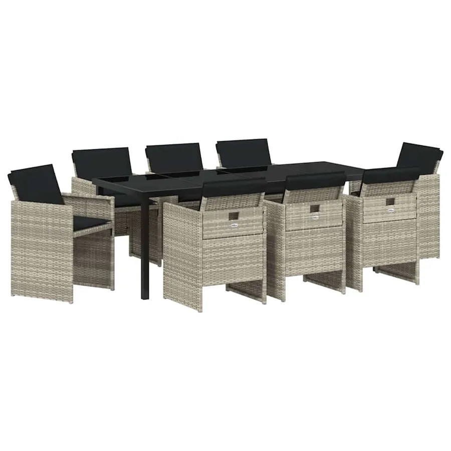Ensemble de salle à manger pour jardin 9 pcs Gris clair - 2