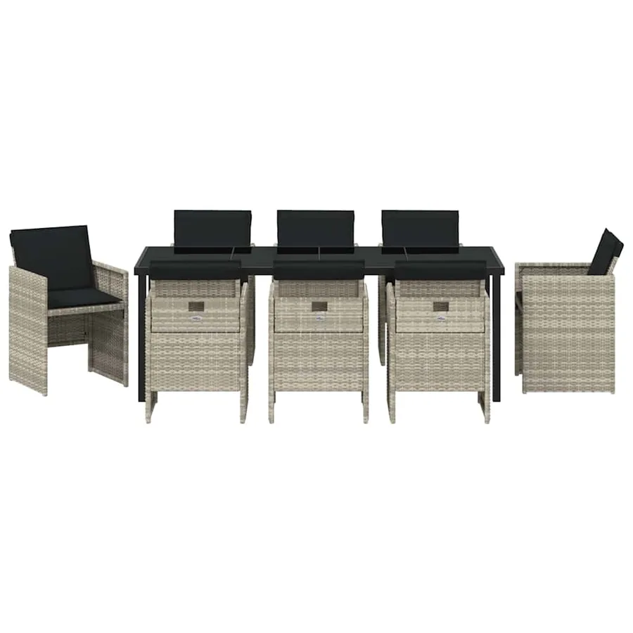 Ensemble de salle à manger pour jardin 9 pcs Gris clair - 7