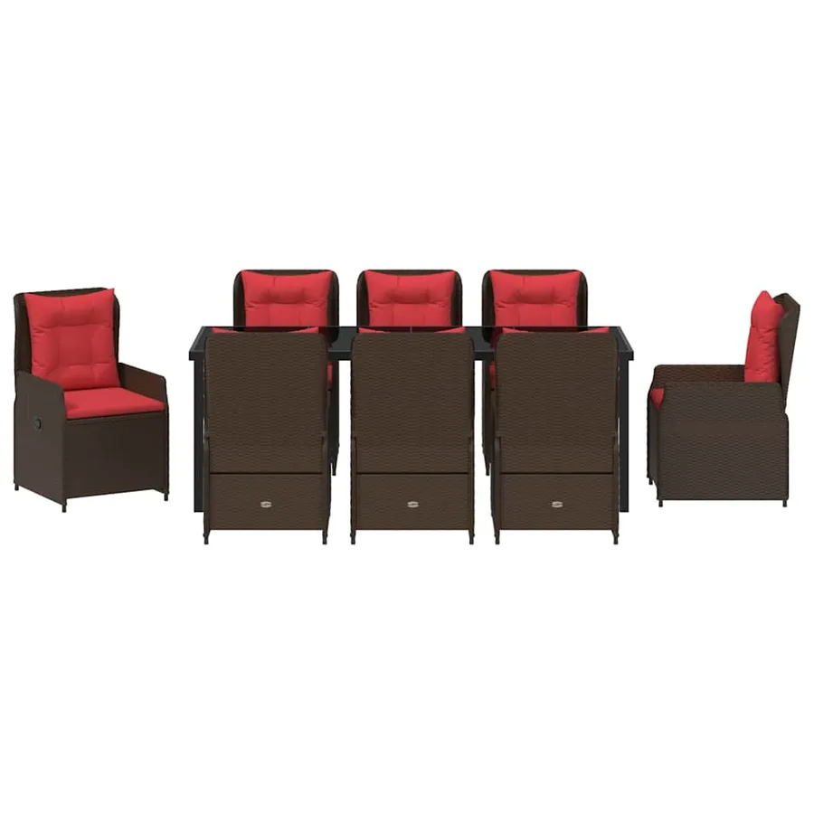 Ensemble de salle à manger pour jardin 9 pcs Marron Poly rotin - 7