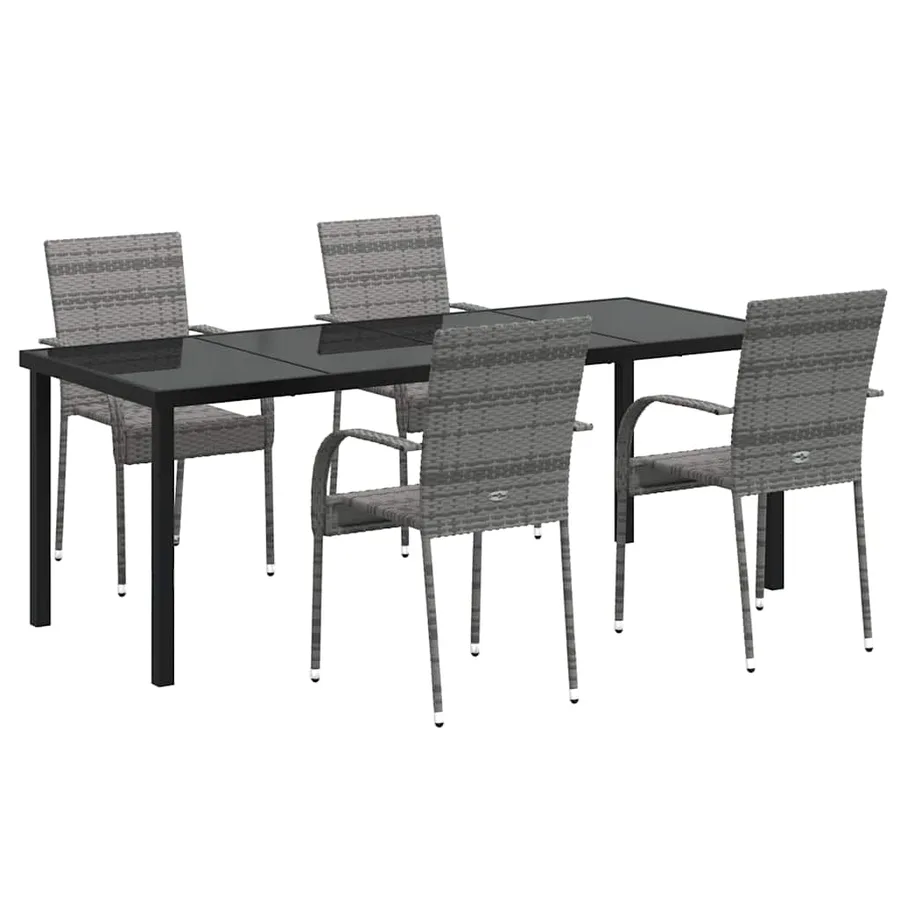 Ensemble de salle à manger pour jardin 5 pcs Gris - 2