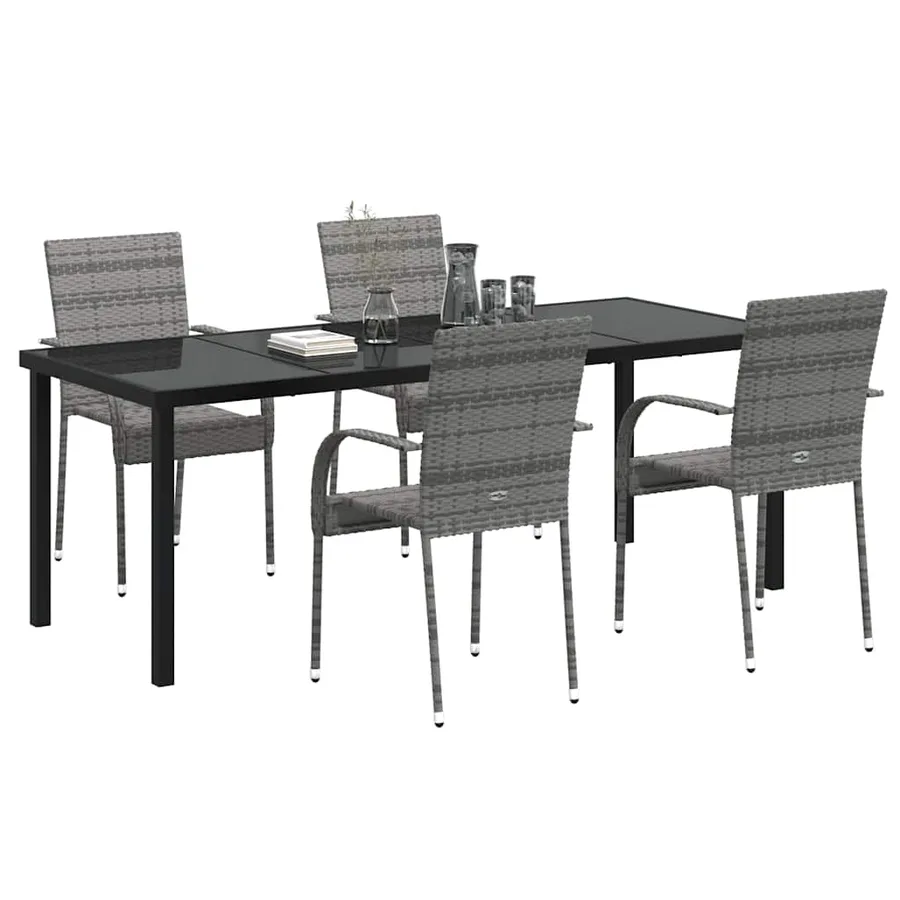 Ensemble de salle à manger pour jardin 5 pcs Gris - 3