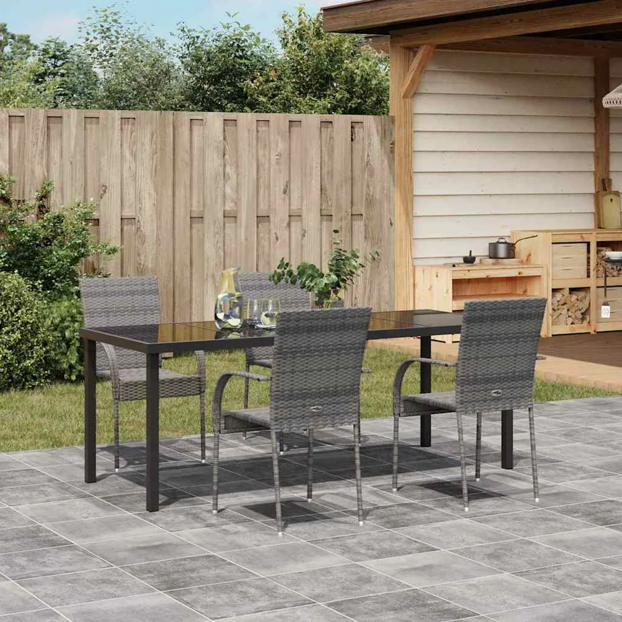 Ensemble de salle à manger pour jardin 5 pcs Gris - 4