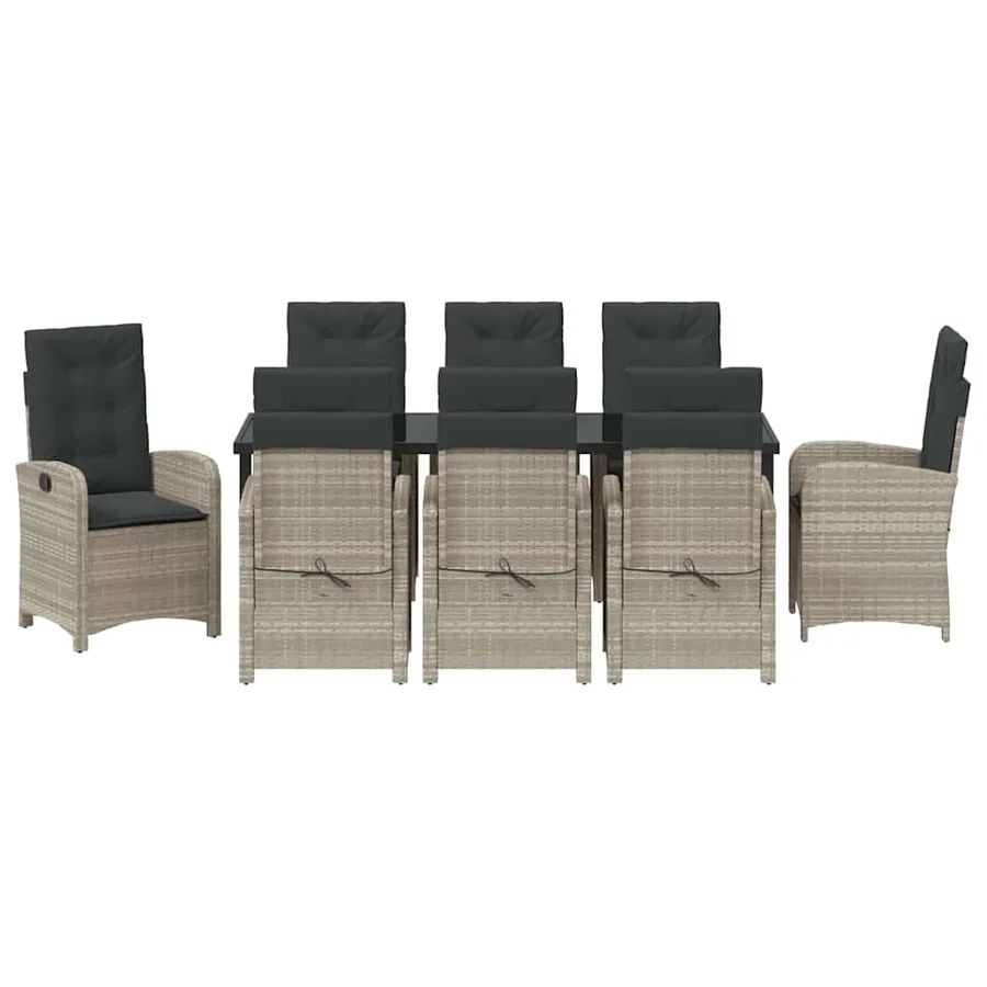 Ensemble de salle à manger pour jardin 9 pcs Gris clair - 7