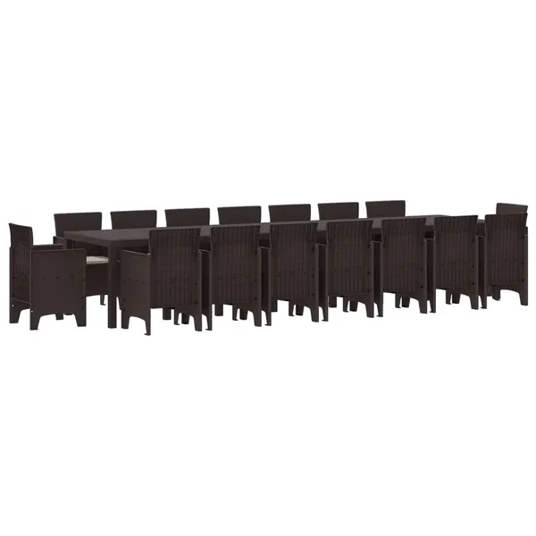 Ensemble de salle à manger de jardin avec coussins 17 pcs