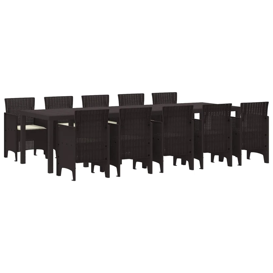Ensemble de salle à manger pour jardin 11 pcs Marron et Crème