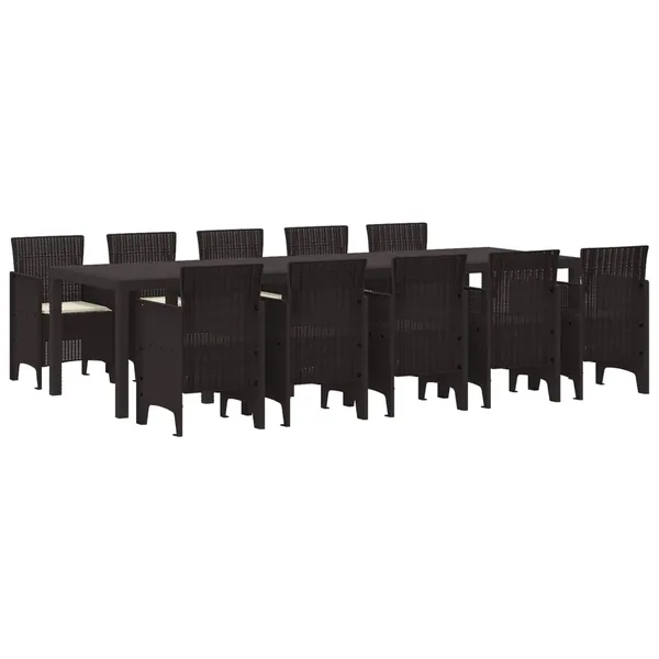 Ensemble de salle à manger pour jardin 11 pcs Marron et Crème