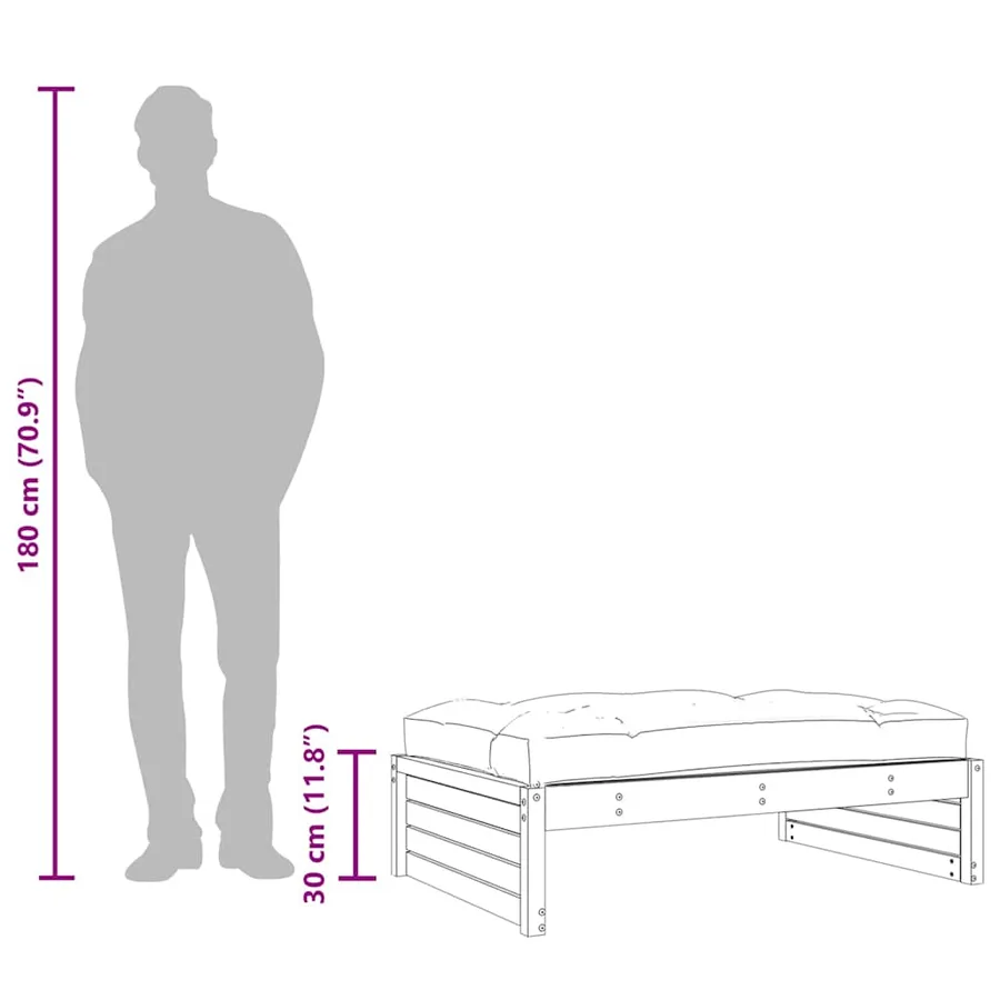Repose-pied de jardin 120x80 cm gris bois de pin massif - 10