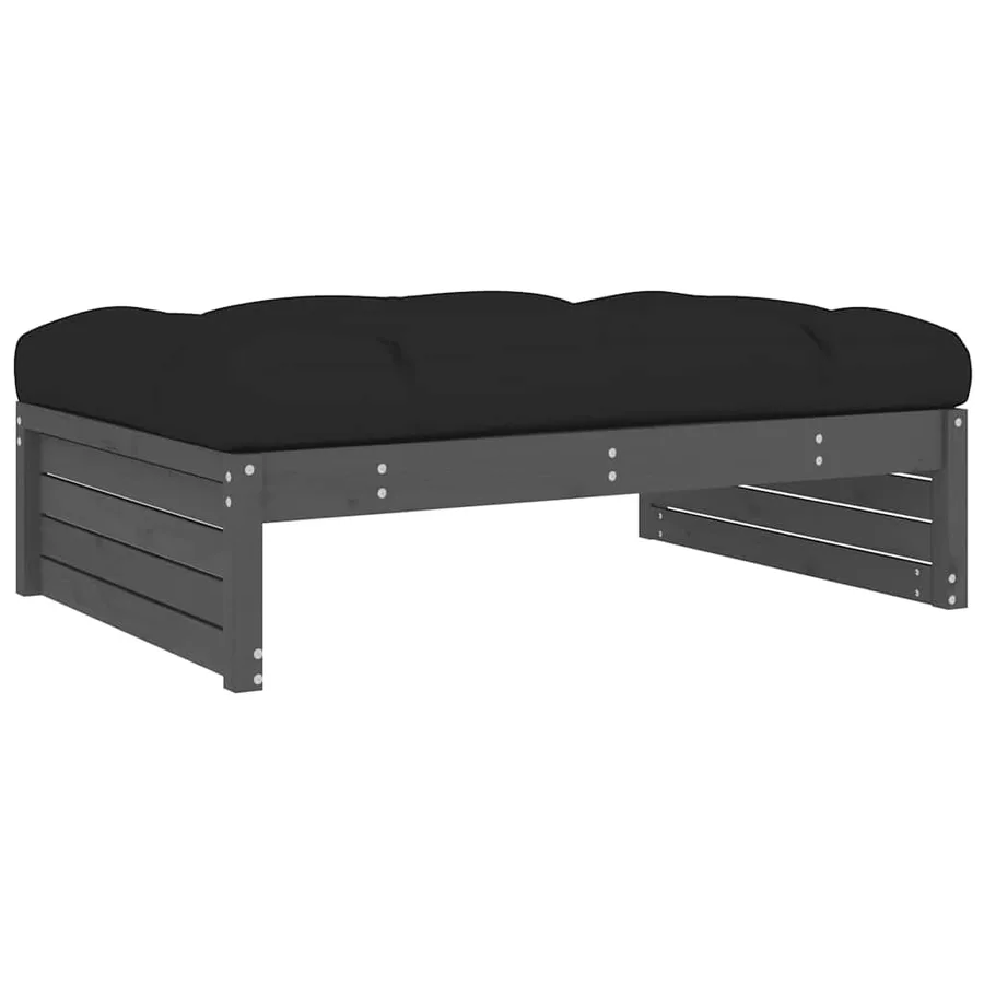 Repose-pied de jardin 120x80 cm gris bois de pin massif - 2