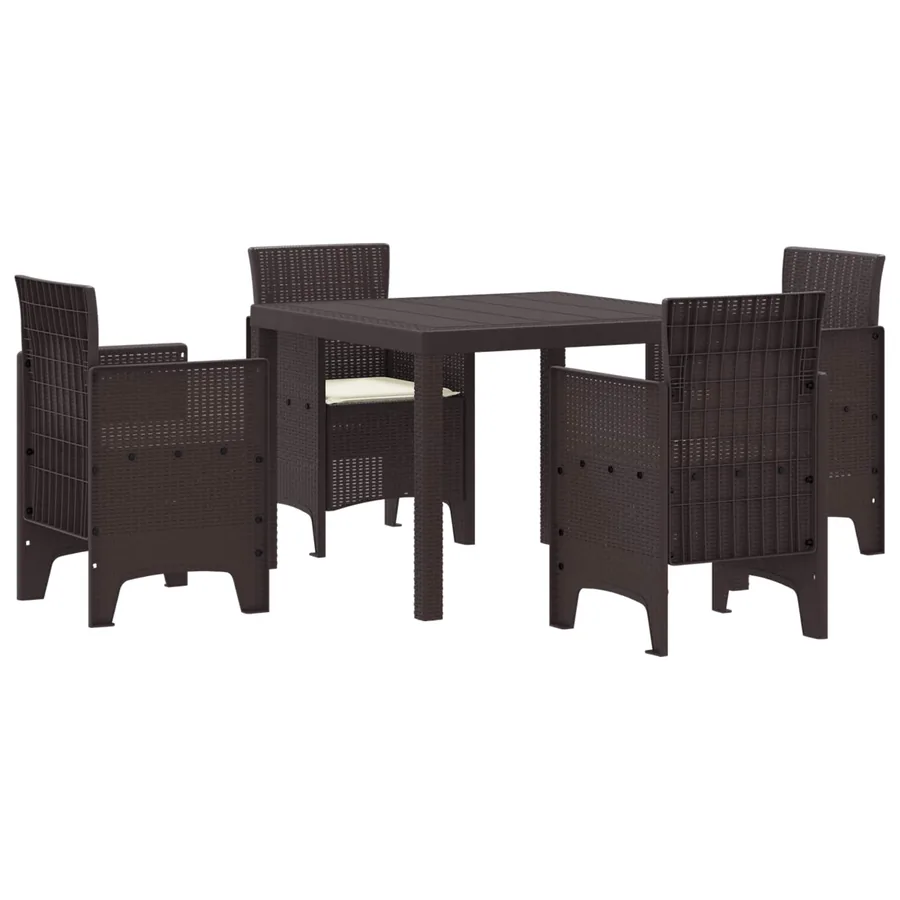 Ensemble de salle à manger pour jardin 5 pcs Marron