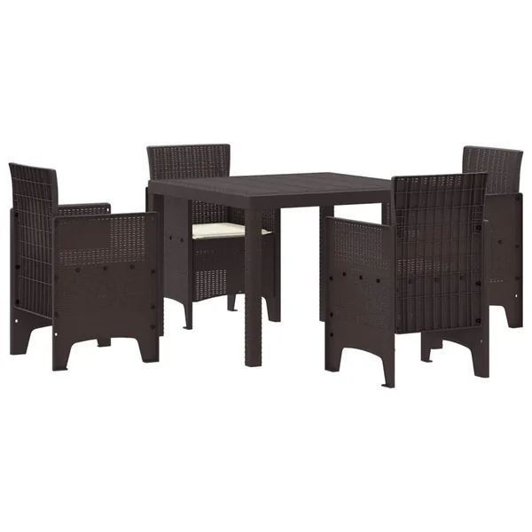 Ensemble de salle à manger pour jardin 5 pcs Marron