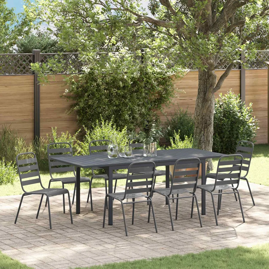 Ensemble de salle à manger pour jardin 9 pcs Anthracite