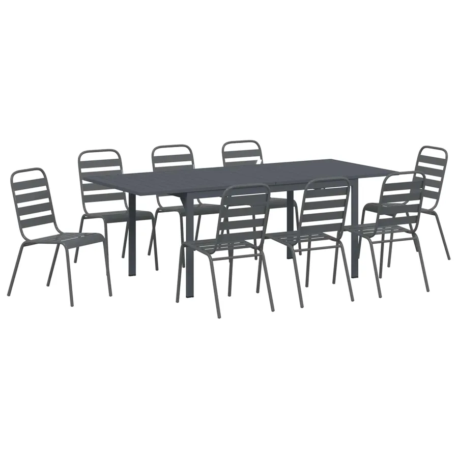 Ensemble de salle à manger pour jardin 9 pcs Anthracite - 2