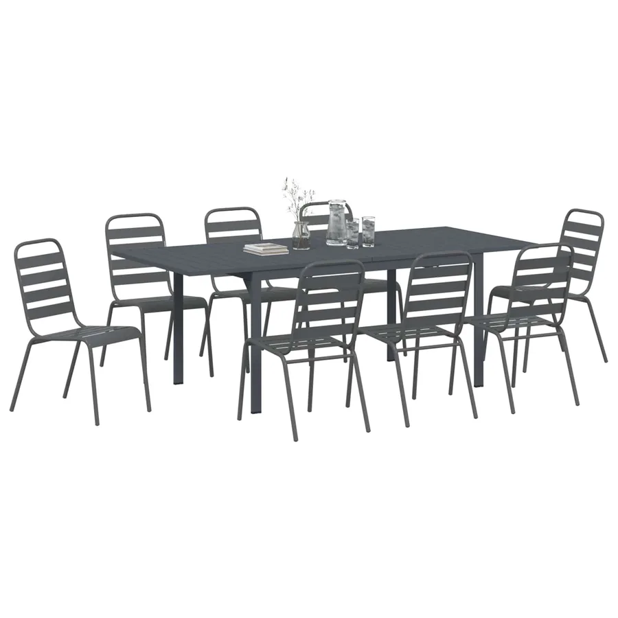 Ensemble de salle à manger pour jardin 9 pcs Anthracite - 3