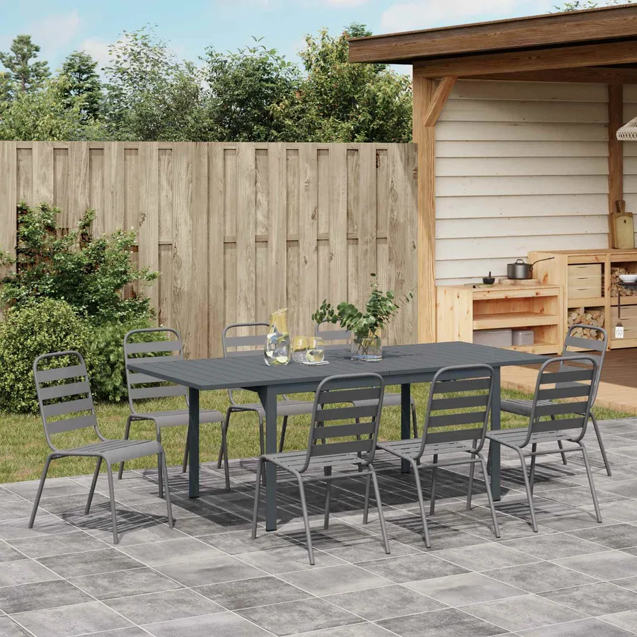 Ensemble de salle à manger pour jardin 9 pcs Anthracite - 4