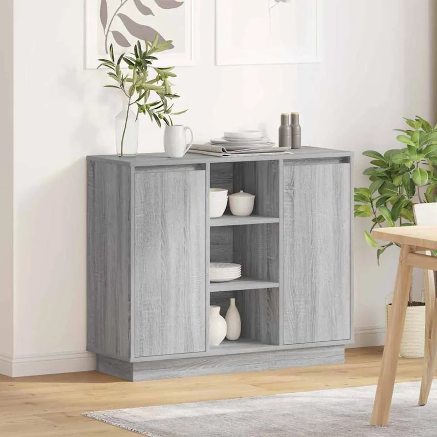 Buffet LED Gris Sonoma 90 x 32 x 75 cm Bois d'ingénierie