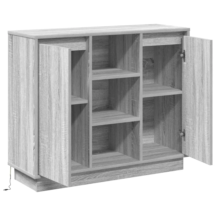 Buffet LED Gris Sonoma 90 x 32 x 75 cm Bois d'ingénierie - 7