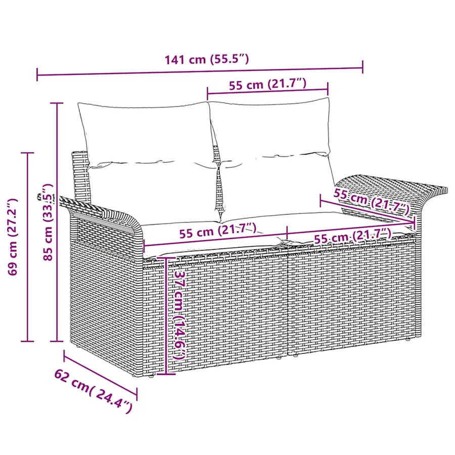 Ensemble de canapé de jardin 7 pcs Marron polyrotin - 9
