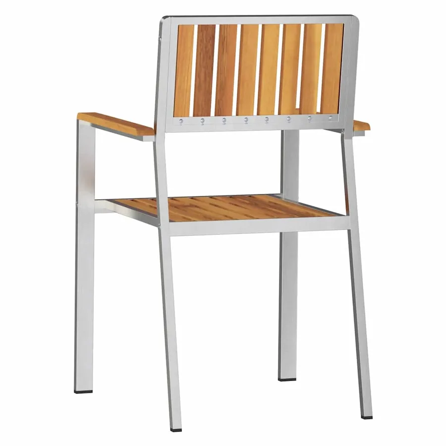 Chaise de jardin 2 pcs Bois d'acacia massif et acier inoxydable - 7