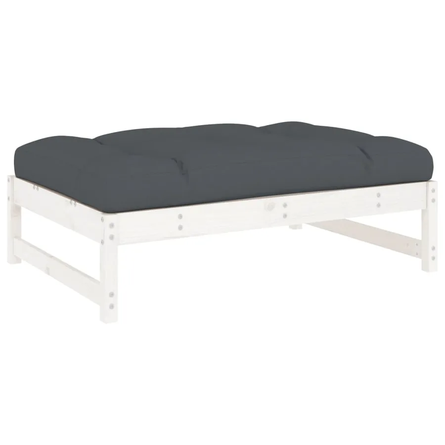 Repose-pied de jardin 120x80 cm blanc bois de pin massif - 2