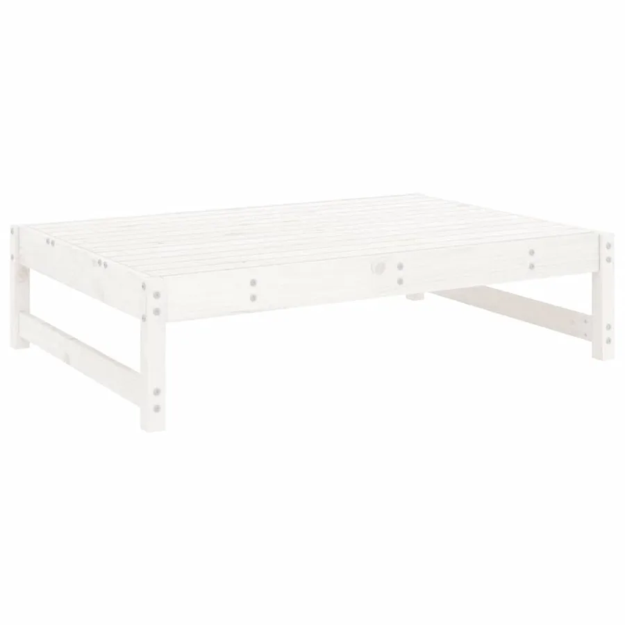 Repose-pied de jardin 120x80 cm blanc bois de pin massif - 3