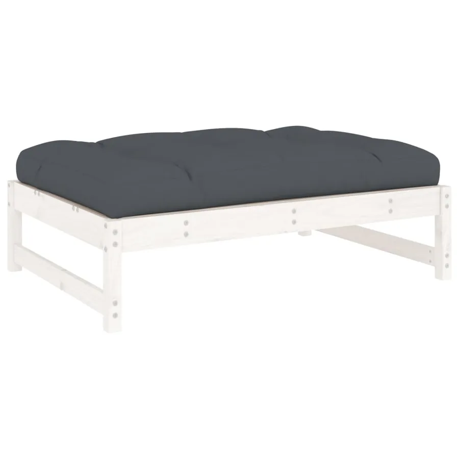 Repose-pied de jardin 120x80 cm blanc bois de pin massif - 6