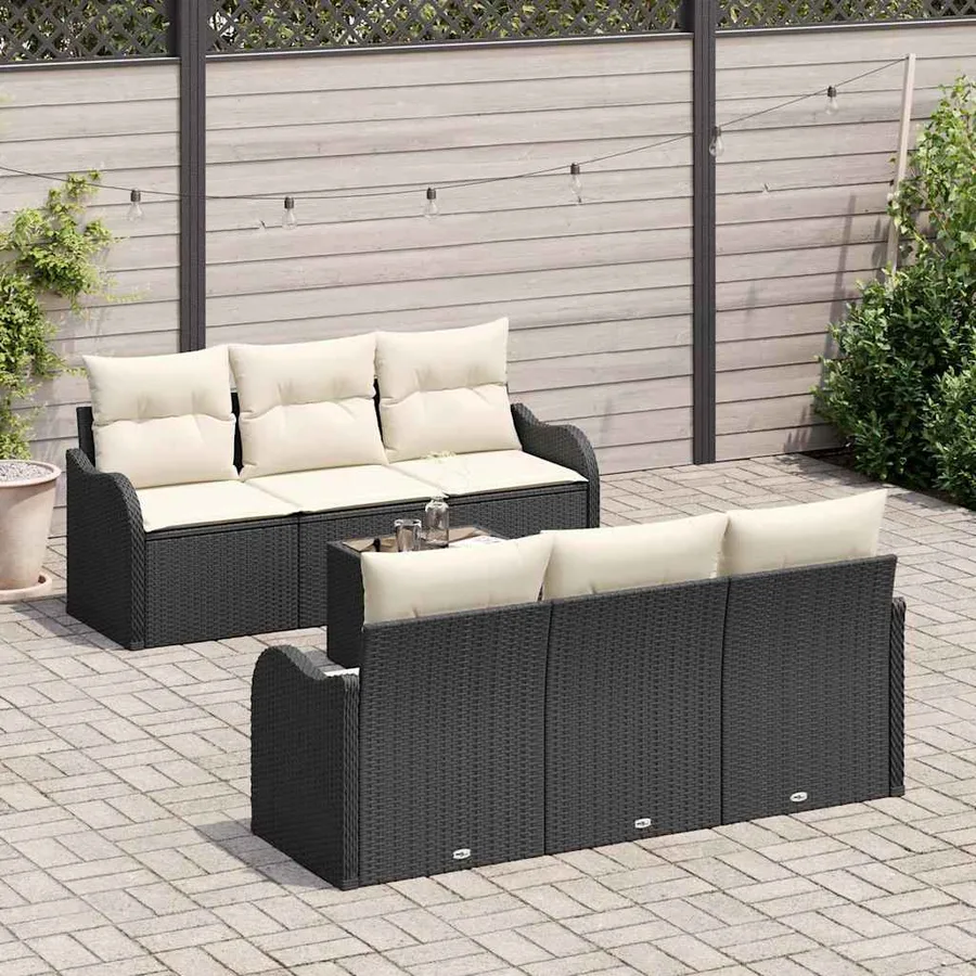 Ensemble de canapé de jardin Noir 55 x 55 x 37 cm polyrotin - 3