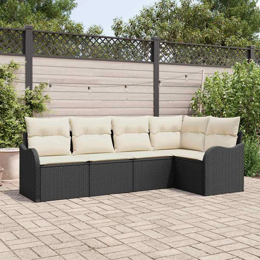 Ensemble de canapé de jardin Noir polyrotin