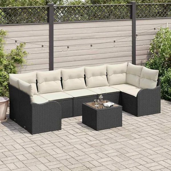 Ensemble de canapé de jardin Noir 55 x 55 x 37 cm polyrotin