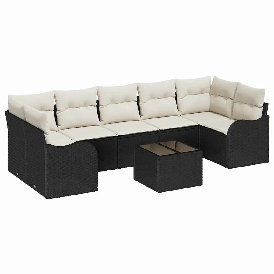 Ensemble de canapé de jardin Noir 55 x 55 x 37 cm polyrotin - 2