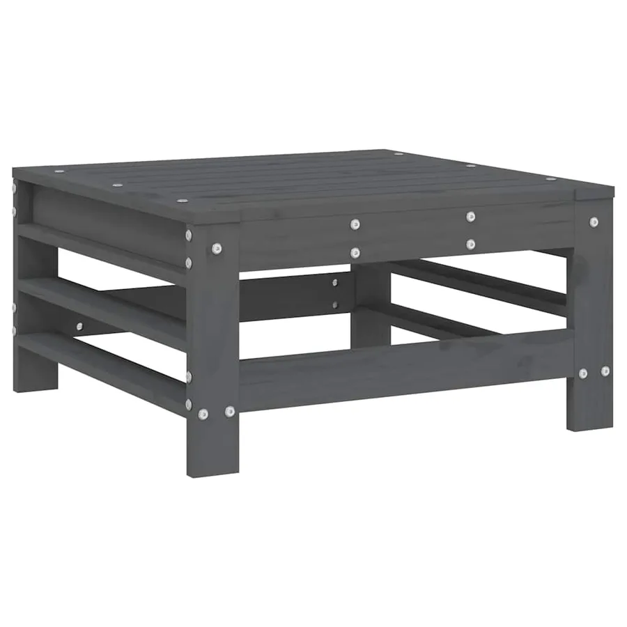 Repose-pieds de jardin coussins lot de 2 gris bois pin massif - 5