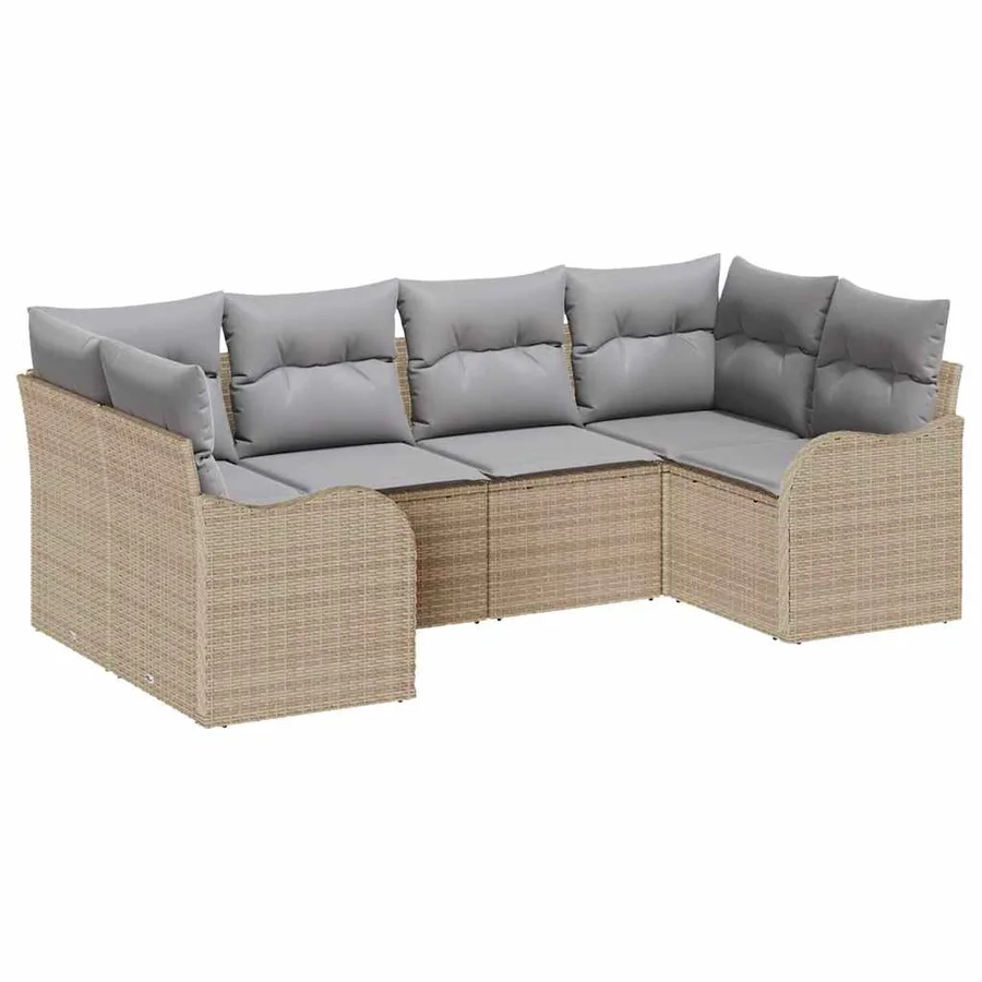 Ensemble de canapé de jardin 6 pcs Beige Poly rotin - 2