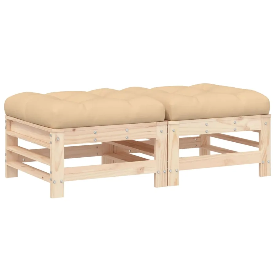 Repose-pieds de jardin avec coussins lot de 2 bois pin massif - 2
