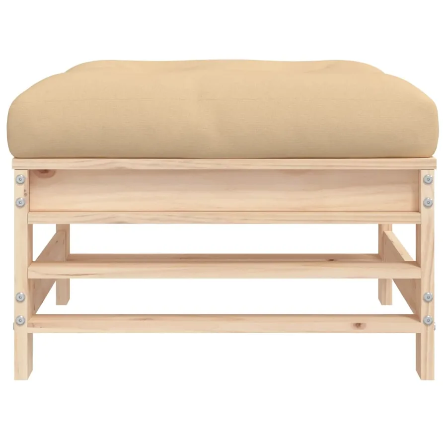 Repose-pieds de jardin avec coussins lot de 2 bois pin massif - 7