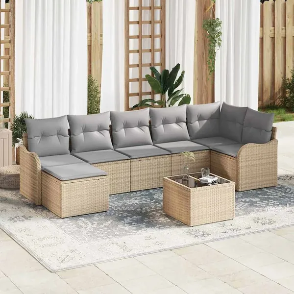 Ensemble de canapé de jardin Beige polyrotin