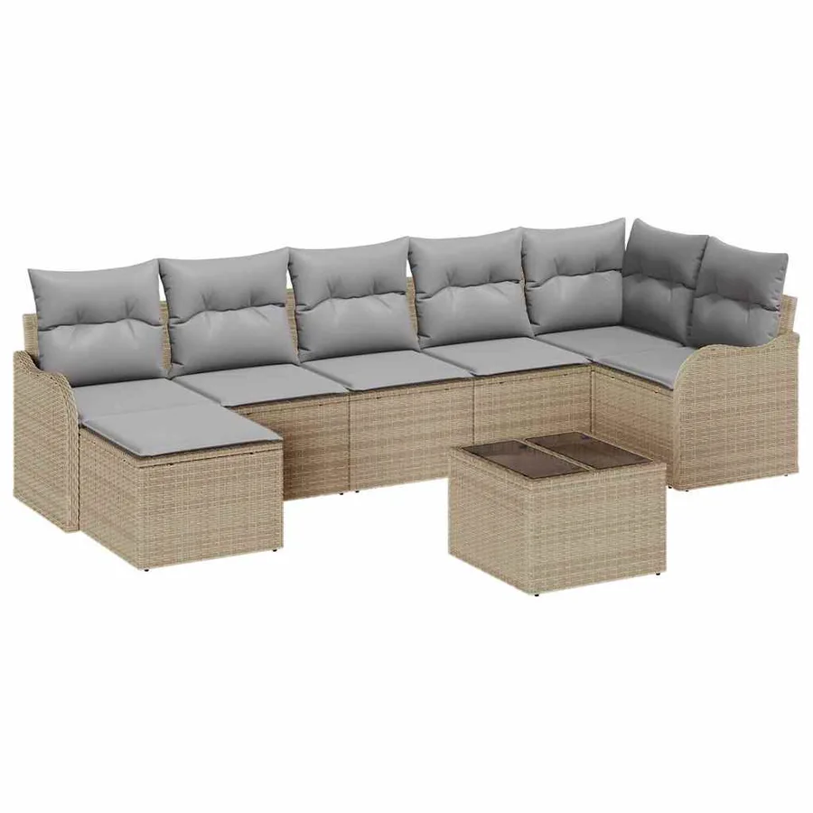 Ensemble de canapé de jardin Beige polyrotin - 2