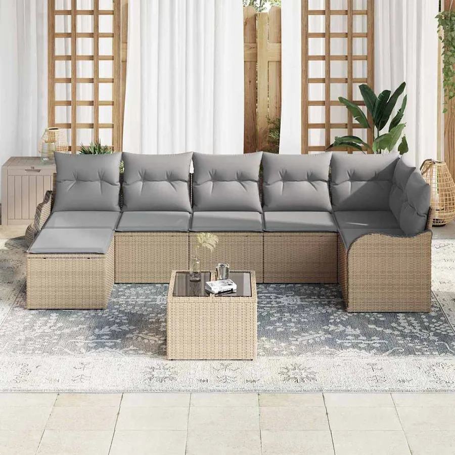 Ensemble de canapé de jardin Beige polyrotin - 3