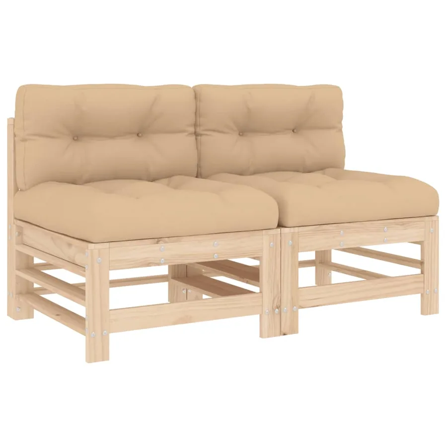 Canapés centraux avec coussins 2 pcs bois de pin massif - 2