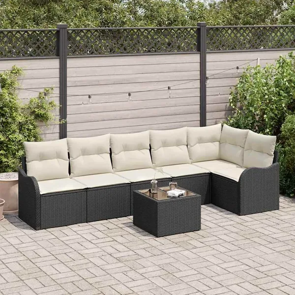 Ensemble de canapé de jardin 7 pcs Marron Poly rotin