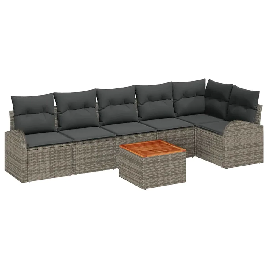 Ensemble de canapé de jardin avec stockage 7 pcs Gris polyrotin - 2