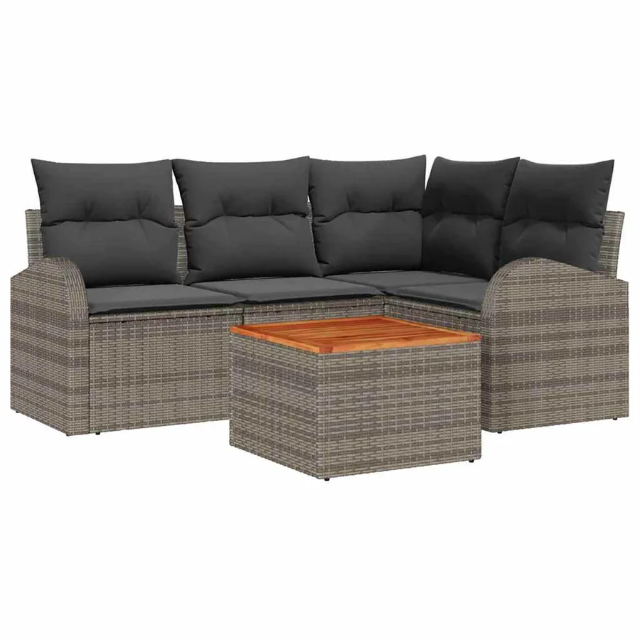 Ensemble de canapé de jardin avec stockage 5 pcs Gris polyrotin - 2