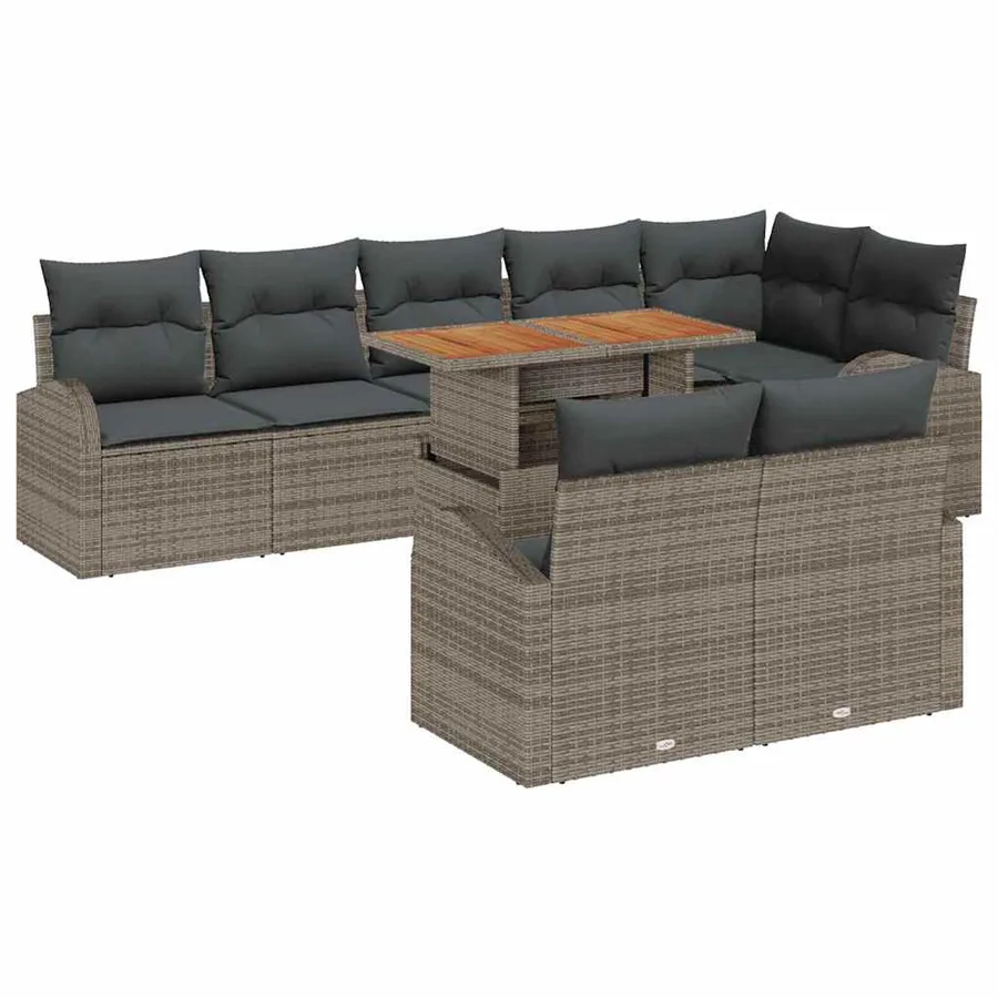 Ensemble de canapé de jardin 9 pcs Gris Poly rotin - 2